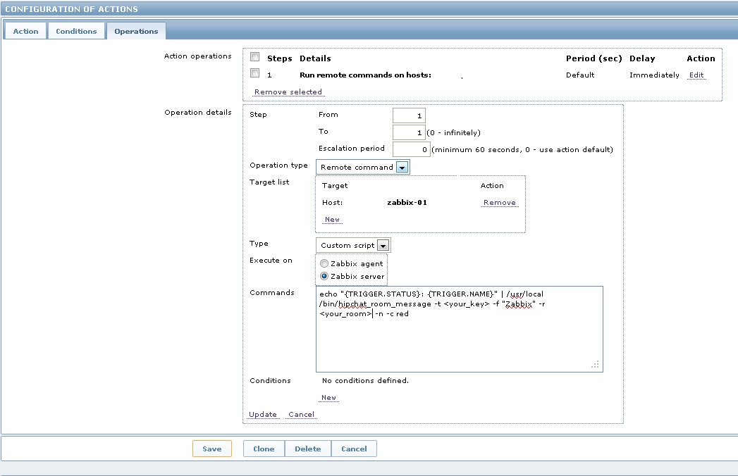 Zabbix Operations Configuration