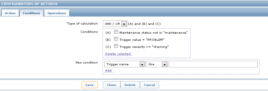 Zabbix Conditions Configuration